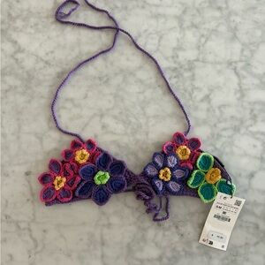 Zara Multicolor Floral Crochet Necklace